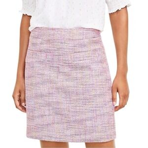 LOFT Pink Multi Color Tweed A-Line Mini Skirt Size 8